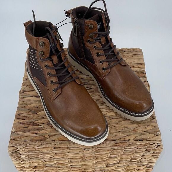 Madden By Steve Madden Mens High Top M-Drommy Combat Boots Tan Size 8.5 NWOT - Picture 2 of 9